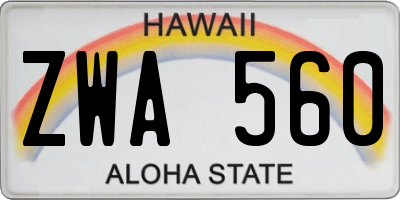 HI license plate ZWA560