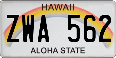 HI license plate ZWA562