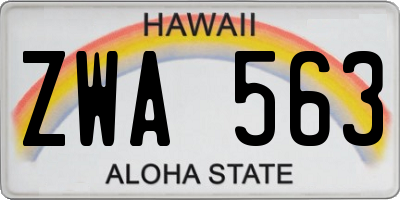 HI license plate ZWA563