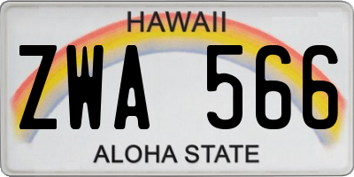 HI license plate ZWA566
