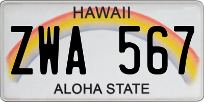 HI license plate ZWA567