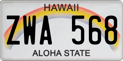 HI license plate ZWA568