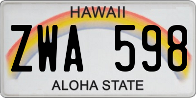 HI license plate ZWA598