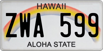 HI license plate ZWA599
