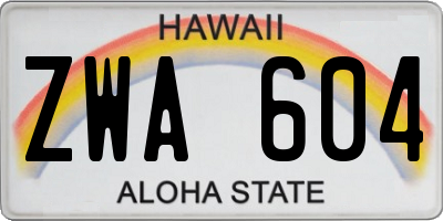 HI license plate ZWA604
