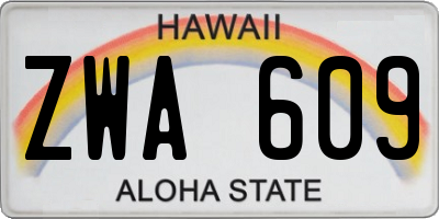 HI license plate ZWA609