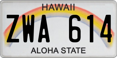HI license plate ZWA614