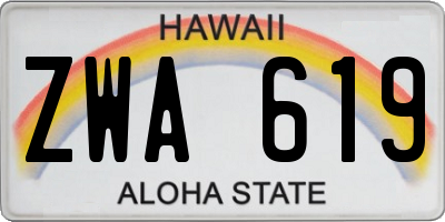HI license plate ZWA619