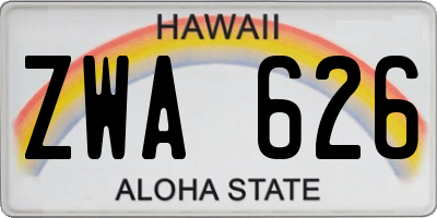 HI license plate ZWA626