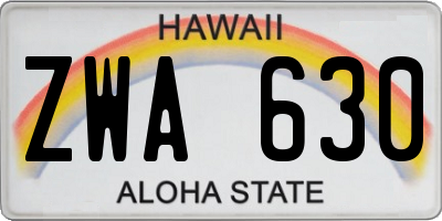 HI license plate ZWA630