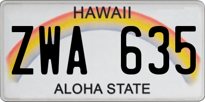 HI license plate ZWA635