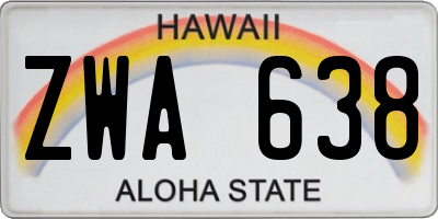 HI license plate ZWA638