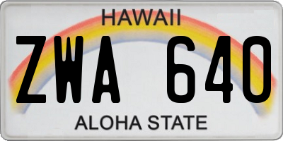 HI license plate ZWA640