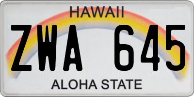 HI license plate ZWA645