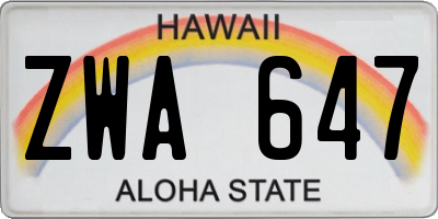HI license plate ZWA647