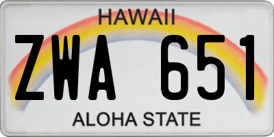 HI license plate ZWA651