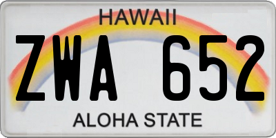 HI license plate ZWA652