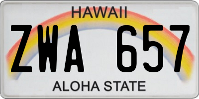 HI license plate ZWA657