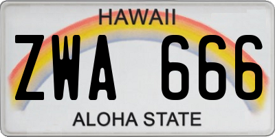 HI license plate ZWA666