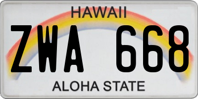 HI license plate ZWA668