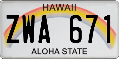 HI license plate ZWA671