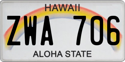 HI license plate ZWA706