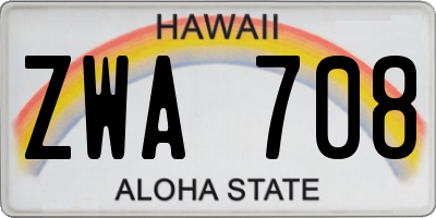 HI license plate ZWA708