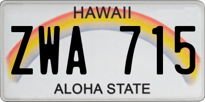 HI license plate ZWA715