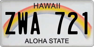 HI license plate ZWA721