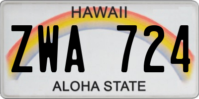 HI license plate ZWA724