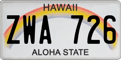 HI license plate ZWA726
