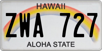 HI license plate ZWA727