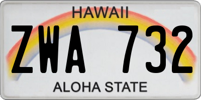 HI license plate ZWA732
