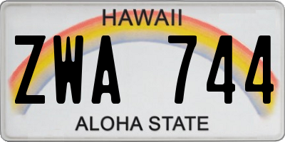 HI license plate ZWA744