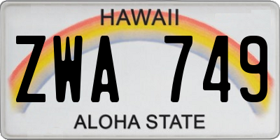 HI license plate ZWA749