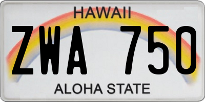 HI license plate ZWA750