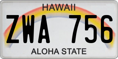 HI license plate ZWA756