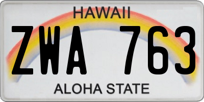 HI license plate ZWA763