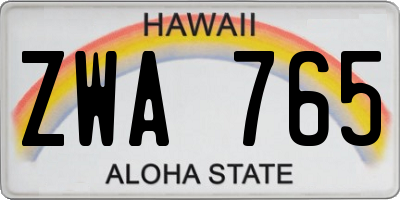 HI license plate ZWA765