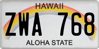 HI license plate ZWA768