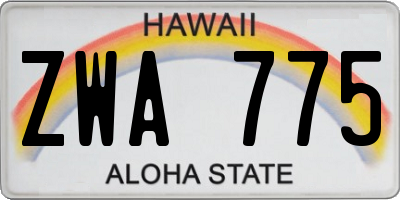 HI license plate ZWA775