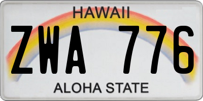 HI license plate ZWA776