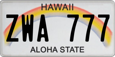 HI license plate ZWA777