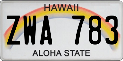 HI license plate ZWA783