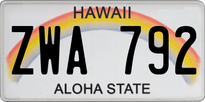 HI license plate ZWA792