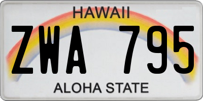 HI license plate ZWA795