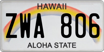 HI license plate ZWA806