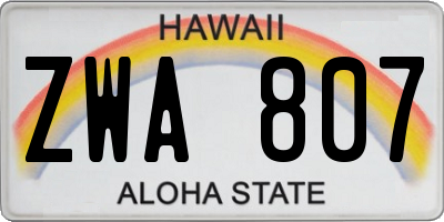 HI license plate ZWA807