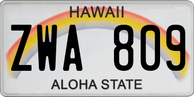 HI license plate ZWA809
