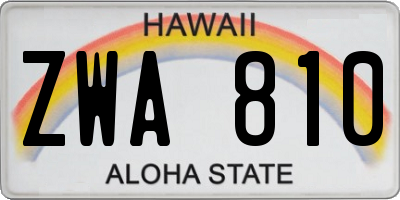 HI license plate ZWA810